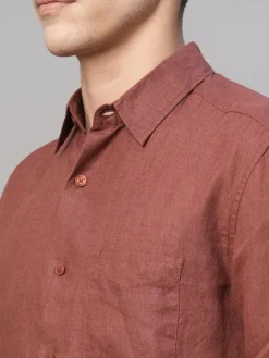Women Cottonworld 100% Linen Shirts | 100% Linen Shirts^Men's 100% Linen Regular Fit Shirt
