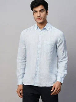 Women Cottonworld 100% Linen Shirts | 100% Linen Shirts^Men's 100% Linen Regular Fit Long Sleeved Shirt