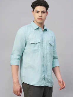 Women Cottonworld 100% Linen Shirts | 100% Linen Shirts^Men's 100% Linen Regular Fit Shirt