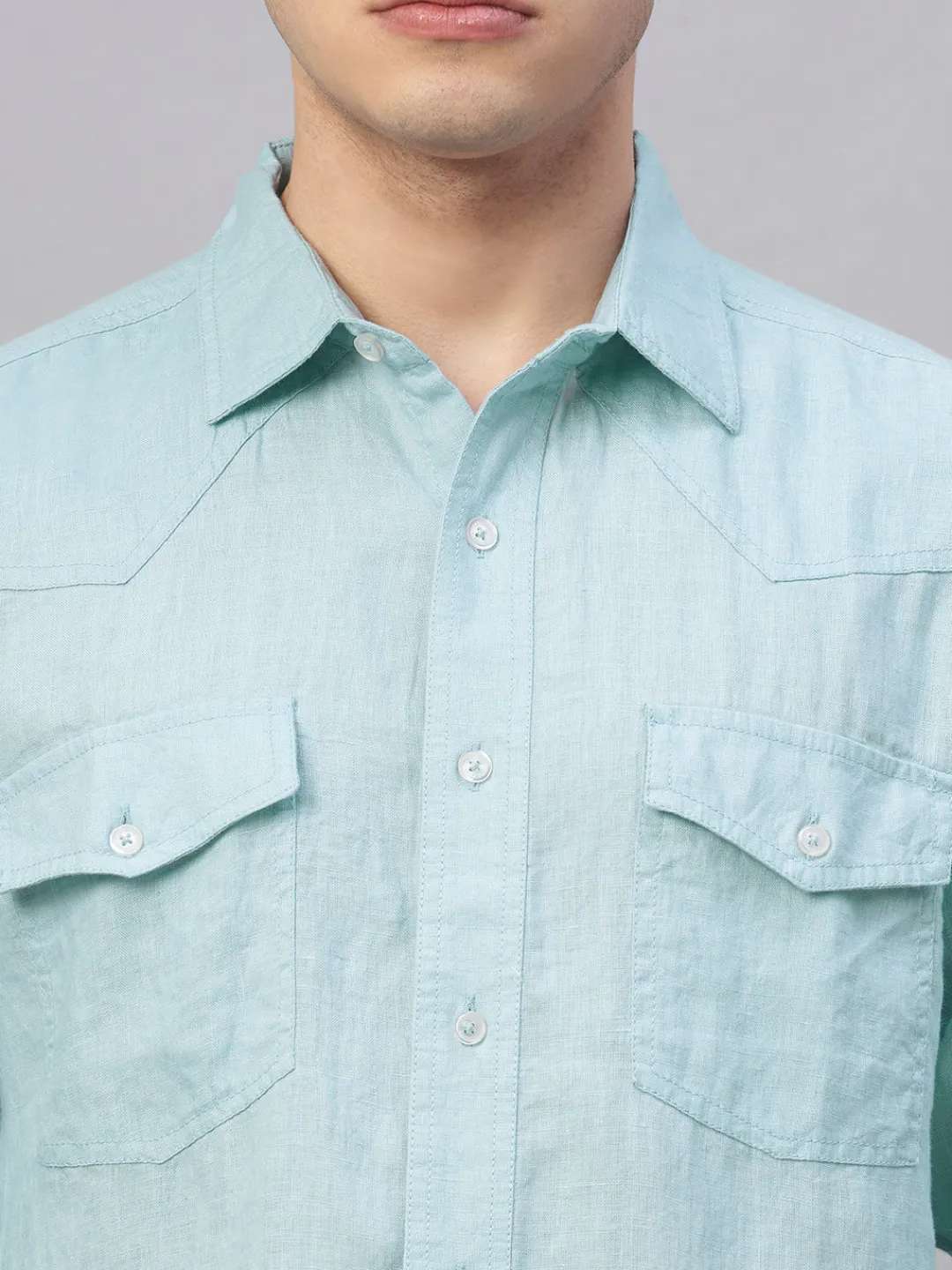 Women Cottonworld 100% Linen Shirts | 100% Linen Shirts^Men's 100% Linen Regular Fit Shirt