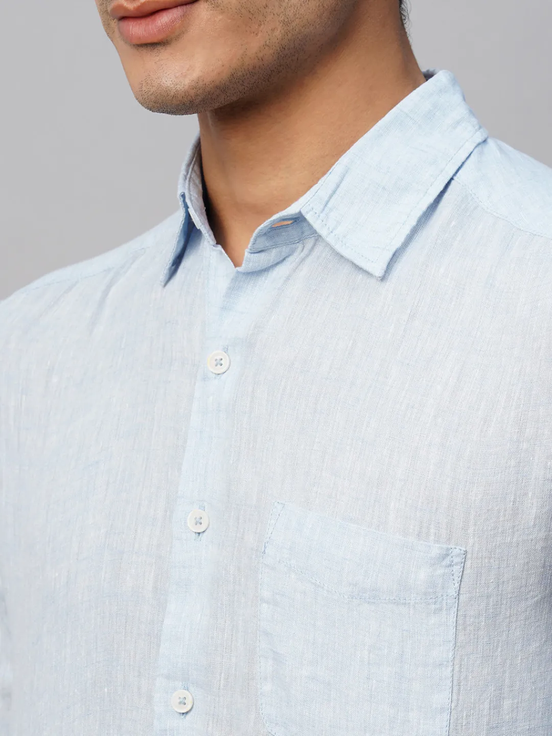 Women Cottonworld 100% Linen Shirts | 100% Linen Shirts^Men's 100% Linen Regular Fit Long Sleeved Shirt