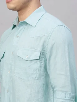 Women Cottonworld 100% Linen Shirts | 100% Linen Shirts^Men's 100% Linen Regular Fit Shirt