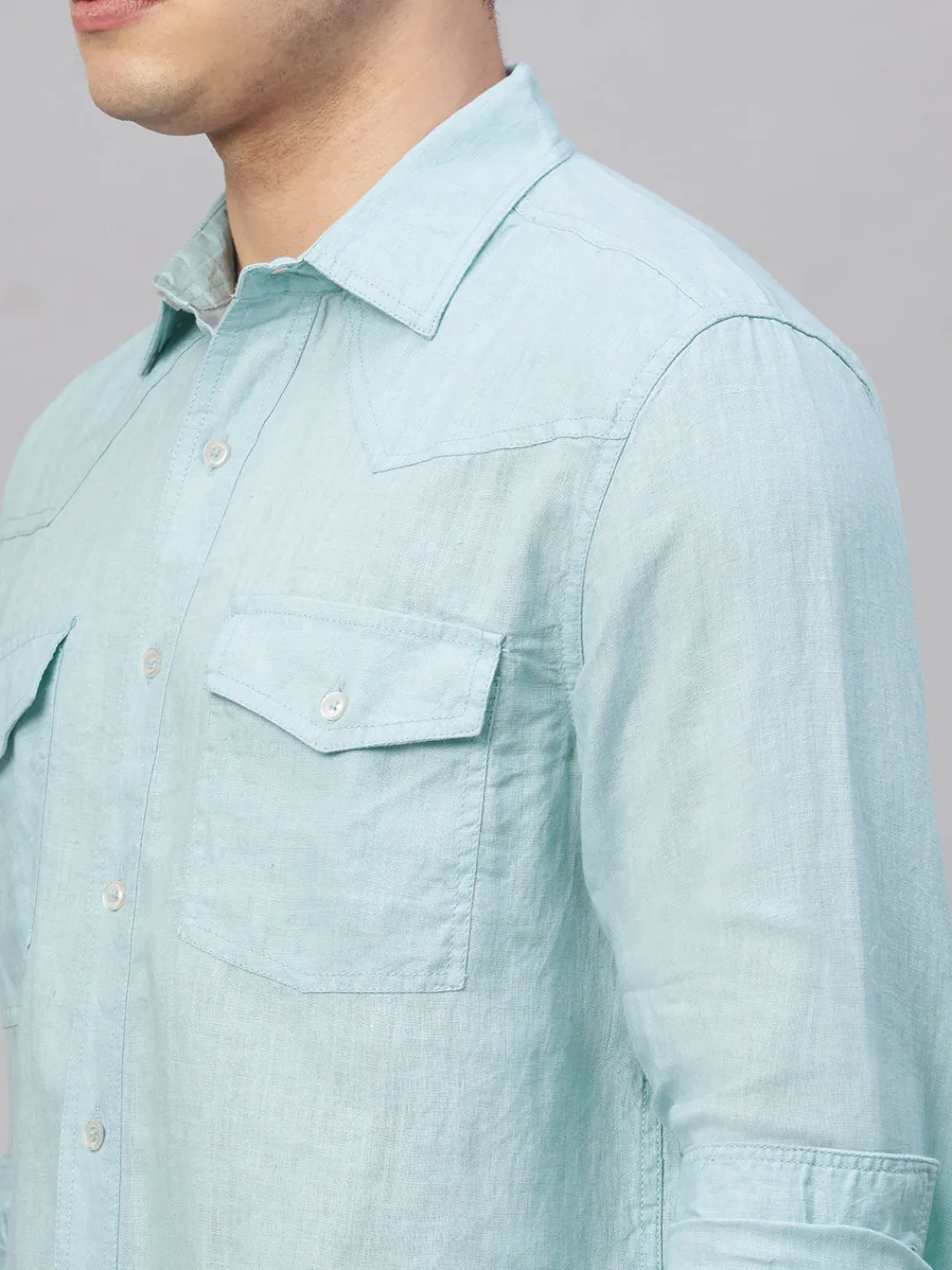 Women Cottonworld 100% Linen Shirts | 100% Linen Shirts^Men's 100% Linen Regular Fit Shirt