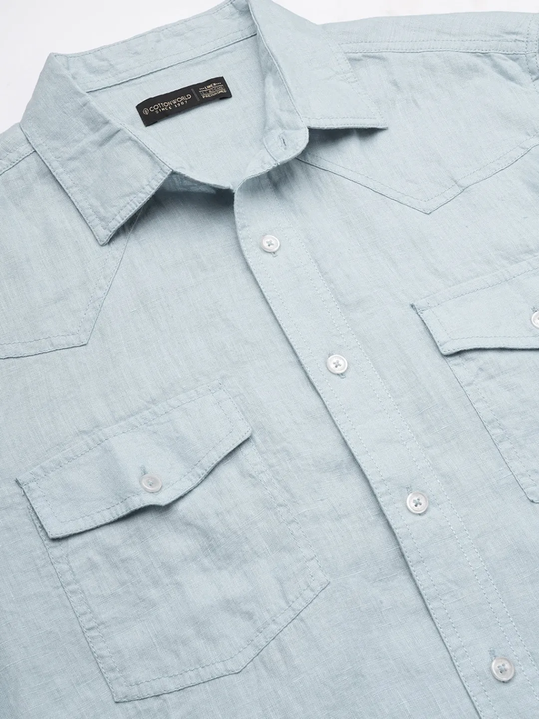 Women Cottonworld 100% Linen Shirts | 100% Linen Shirts^Men's 100% Linen Regular Fit Shirt