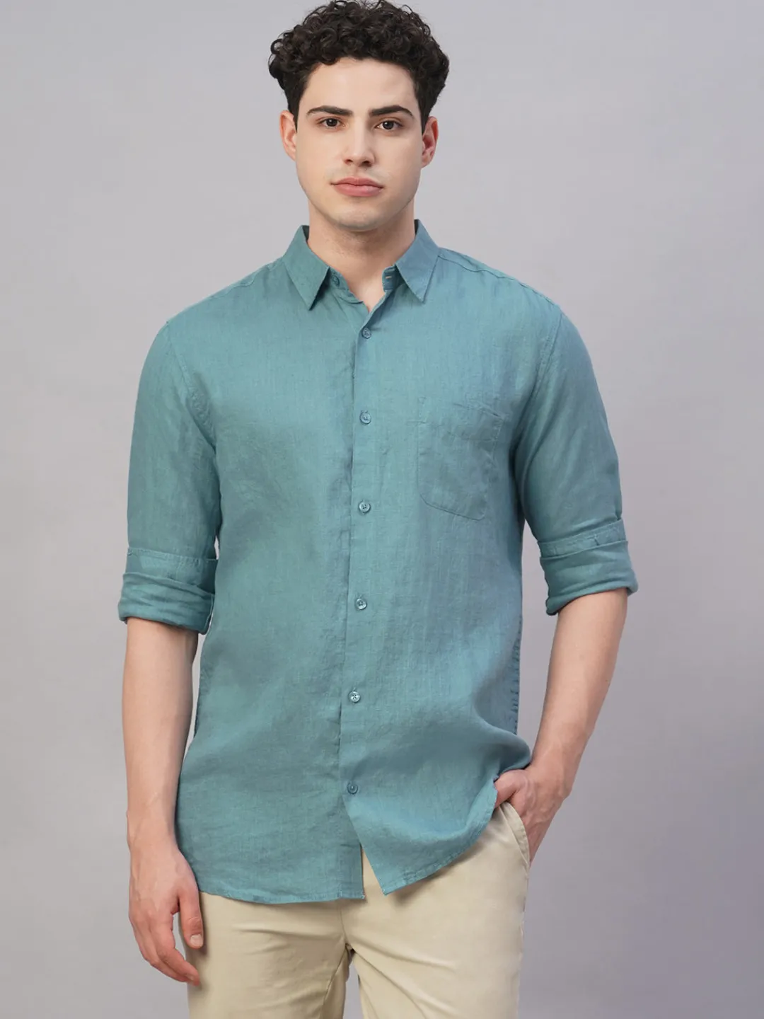 Women Cottonworld 100% Linen Shirts | 100% Linen Shirts^Men's 100% Linen Regular Fit Shirt