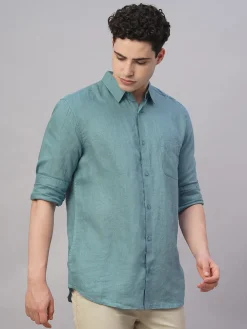 Women Cottonworld 100% Linen Shirts | 100% Linen Shirts^Men's 100% Linen Regular Fit Shirt