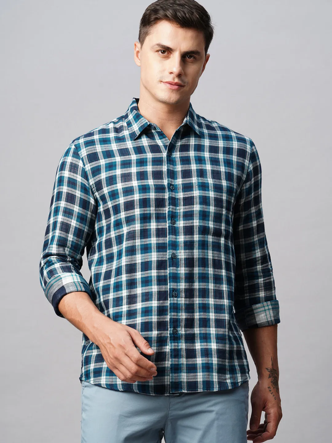 Women Cottonworld Checkered | Checkered^Men's Cotton Regular Fit Checked Shirt