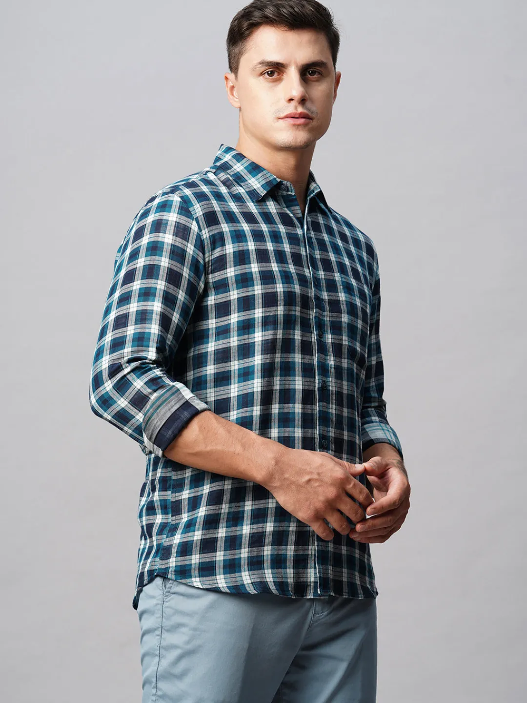 Women Cottonworld Checkered | Checkered^Men's Cotton Regular Fit Checked Shirt