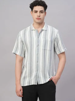 Women Cottonworld Striped | Striped^Men's 100% Cotton Regular Fit Shirt