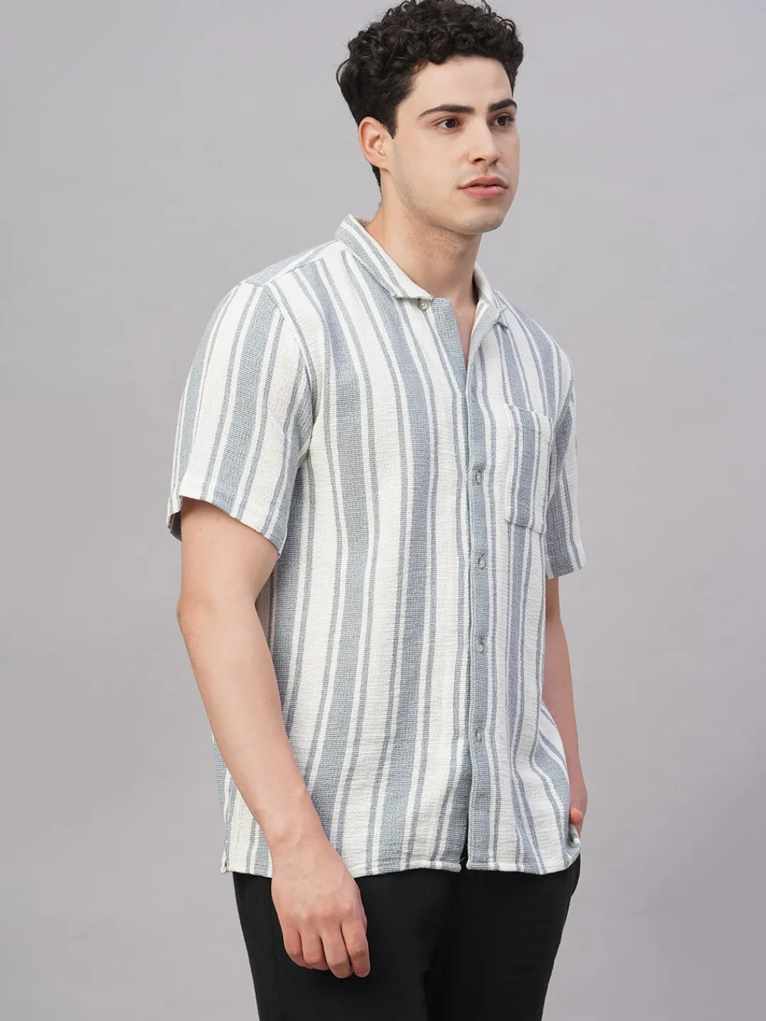 Women Cottonworld Striped | Striped^Men's 100% Cotton Regular Fit Shirt