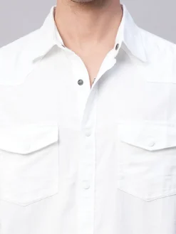 Women Cottonworld Solid | Solid^Men's 100% Cotton Regular Fit 2 Pocket Western Yoke Shirt