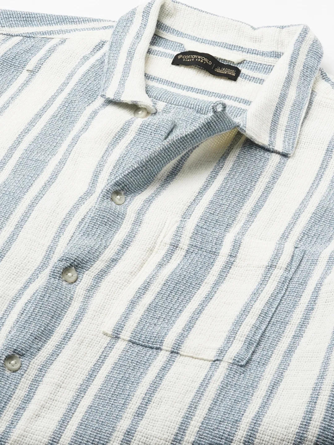 Women Cottonworld Striped | Striped^Men's 100% Cotton Regular Fit Shirt