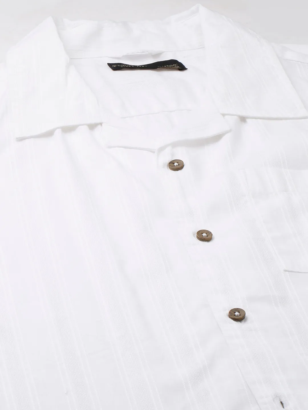 Women Cottonworld Striped | Striped^Men's 100% Cotton Stripe Regular Fit Cuban Collar Shirt
