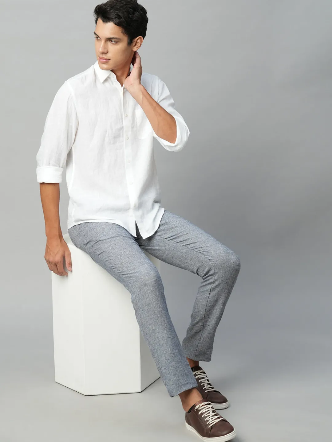 Women Cottonworld 100% Linen Shirts | 100% Linen Shirts^Men's 100% Linen Regular Fit Shirt