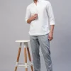 Women Cottonworld 100% Linen Shirts | 100% Linen Shirts^Men's 100% Linen Regular Fit Kurta Shirt