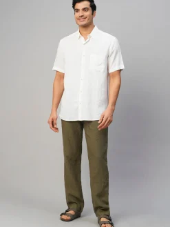 Women Cottonworld White Linen Shirts | Shirts^Men's 100% Linen Regular Fit Shirt