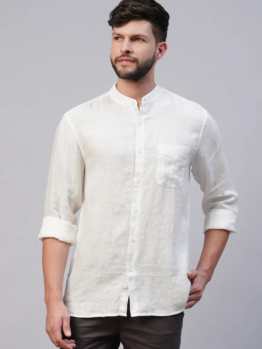 Women Cottonworld 100% Linen Shirts | 100% Linen Shirts^Men's 100% Linen Regular Fit Shirt