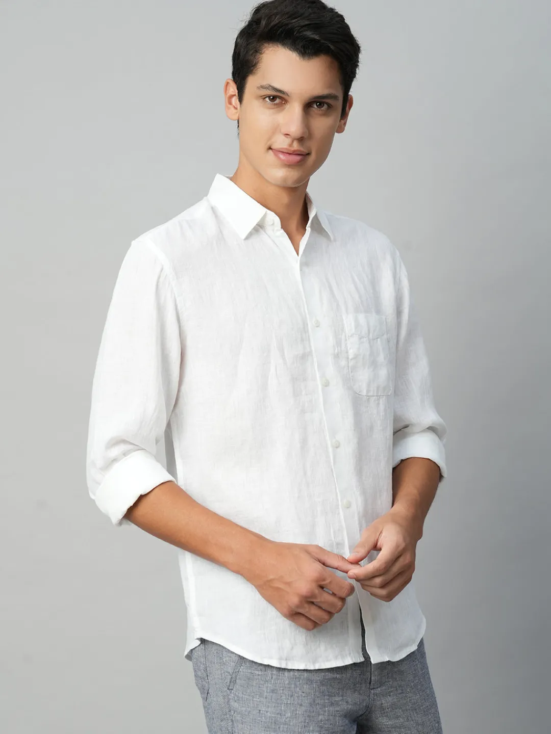 Women Cottonworld 100% Linen Shirts | 100% Linen Shirts^Men's 100% Linen Regular Fit Shirt
