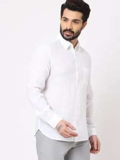 Women Cottonworld White Linen Shirts | 100% Linen Shirts^Men's 100% Linen Regular Fit Shirt