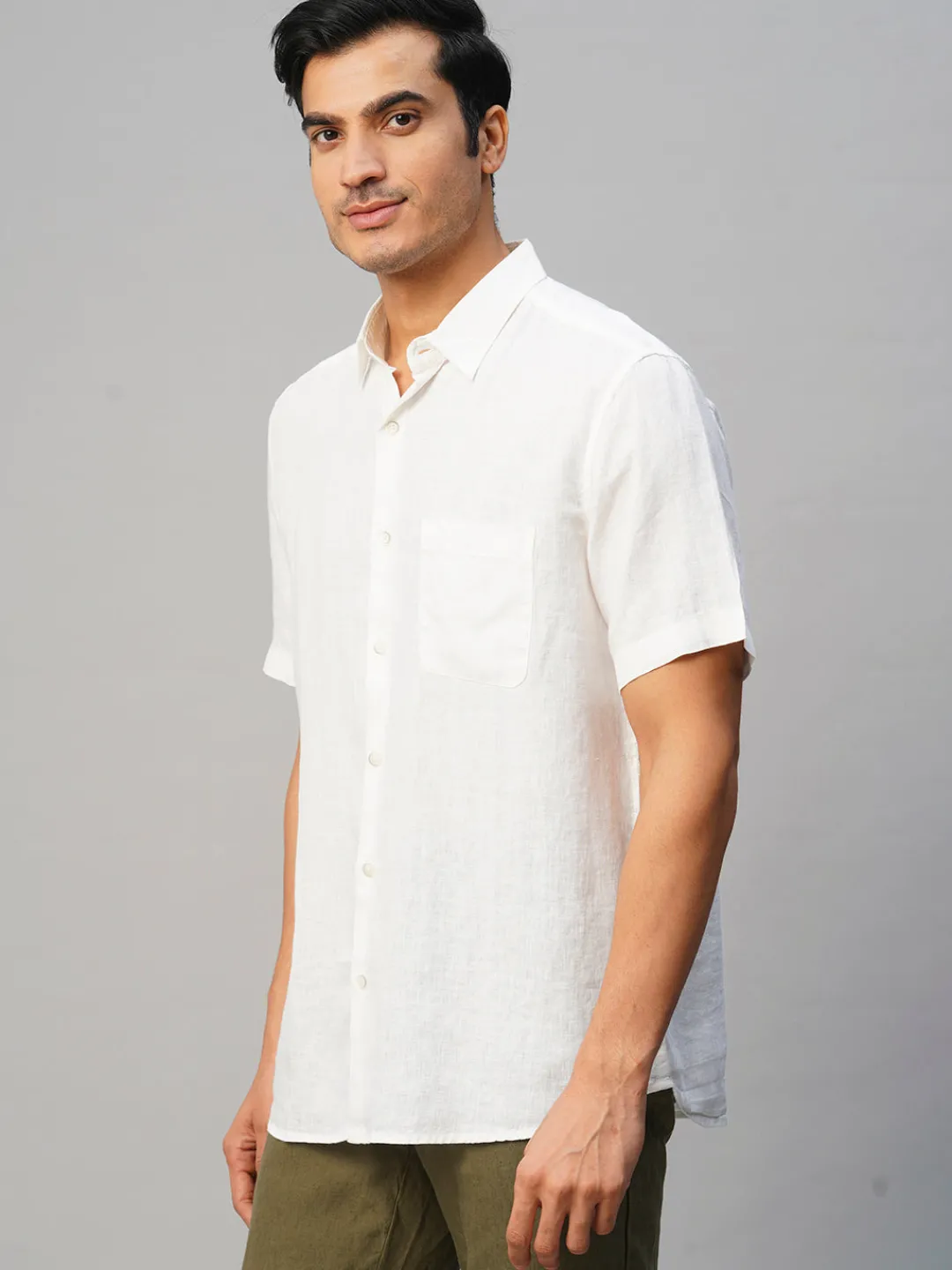 Women Cottonworld White Linen Shirts | Shirts^Men's 100% Linen Regular Fit Shirt