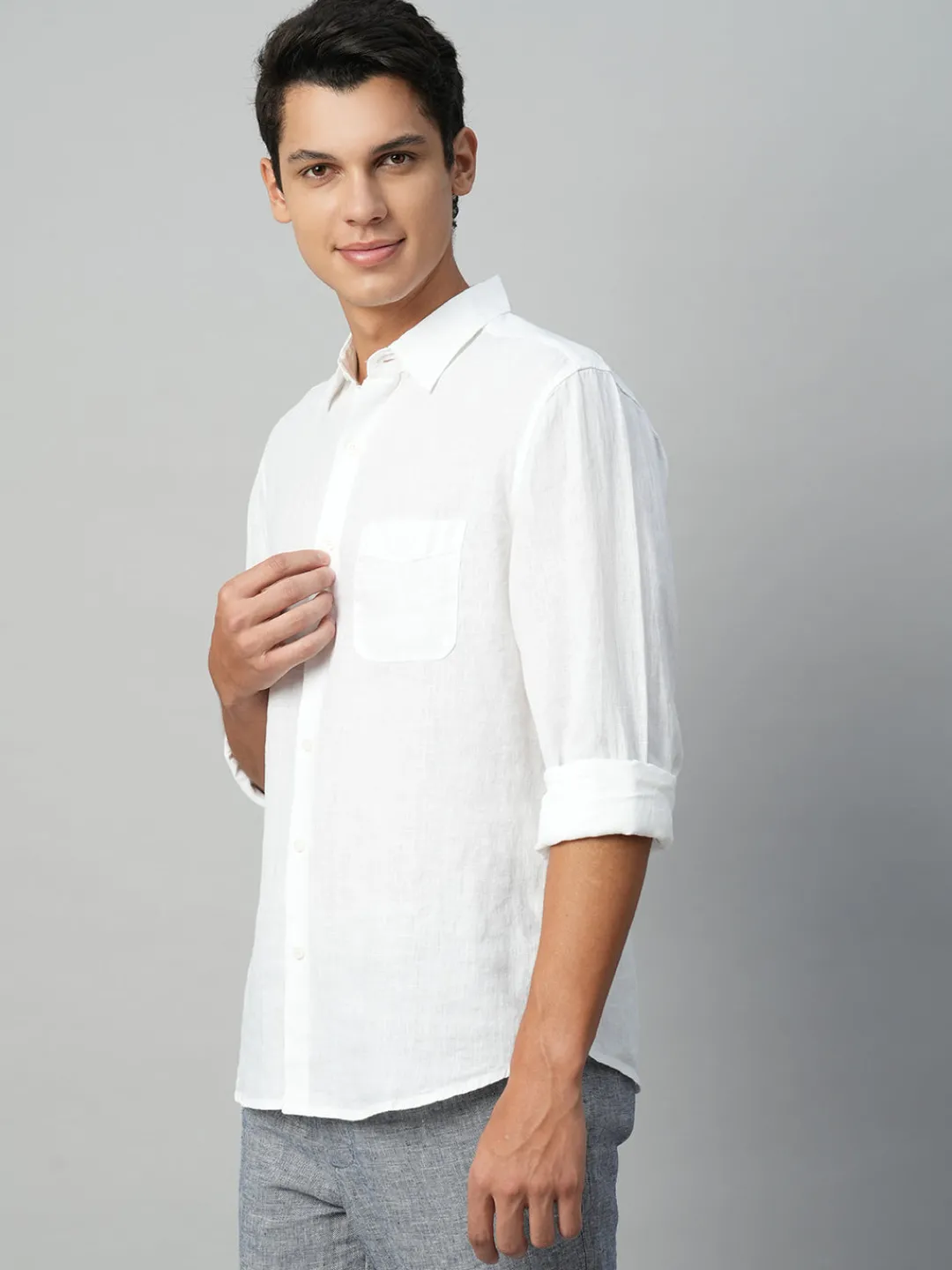 Women Cottonworld 100% Linen Shirts | 100% Linen Shirts^Men's 100% Linen Regular Fit Shirt