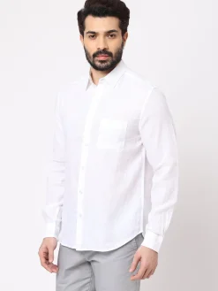 Women Cottonworld White Linen Shirts | 100% Linen Shirts^Men's 100% Linen Regular Fit Shirt