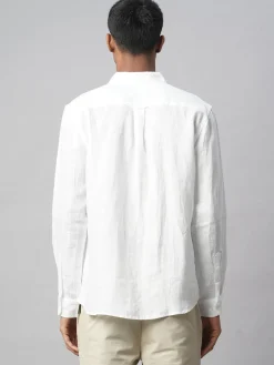 Women Cottonworld White Linen Shirts | 100% Linen Shirts^Men's 100% Linen Regular Fit Shirt