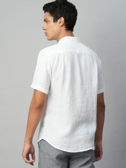 Women Cottonworld White Linen Shirts | 100% Linen Shirts^Men's 100% Linen Regular Fit Shirt