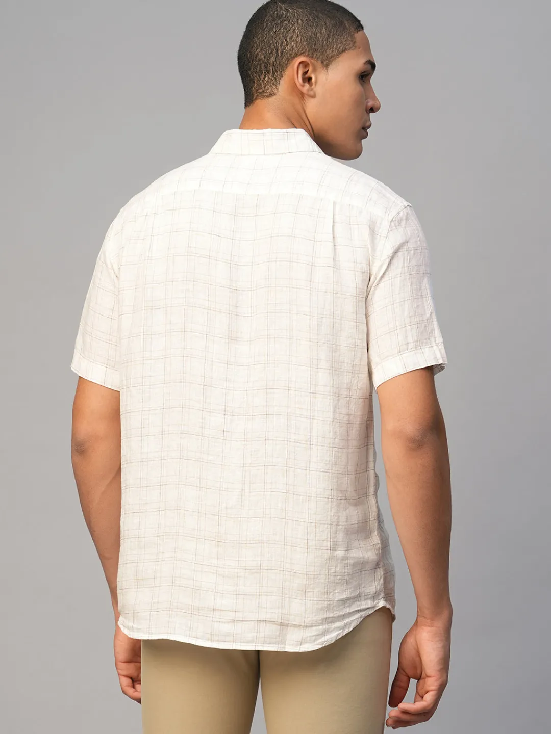 Women Cottonworld 100% Linen Shirts | 100% Linen Shirts^Men's 100% Linen Regular Fit Checked Shirt