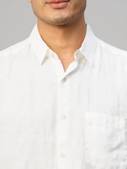 Women Cottonworld White Linen Shirts | Shirts^Men's 100% Linen Regular Fit Shirt