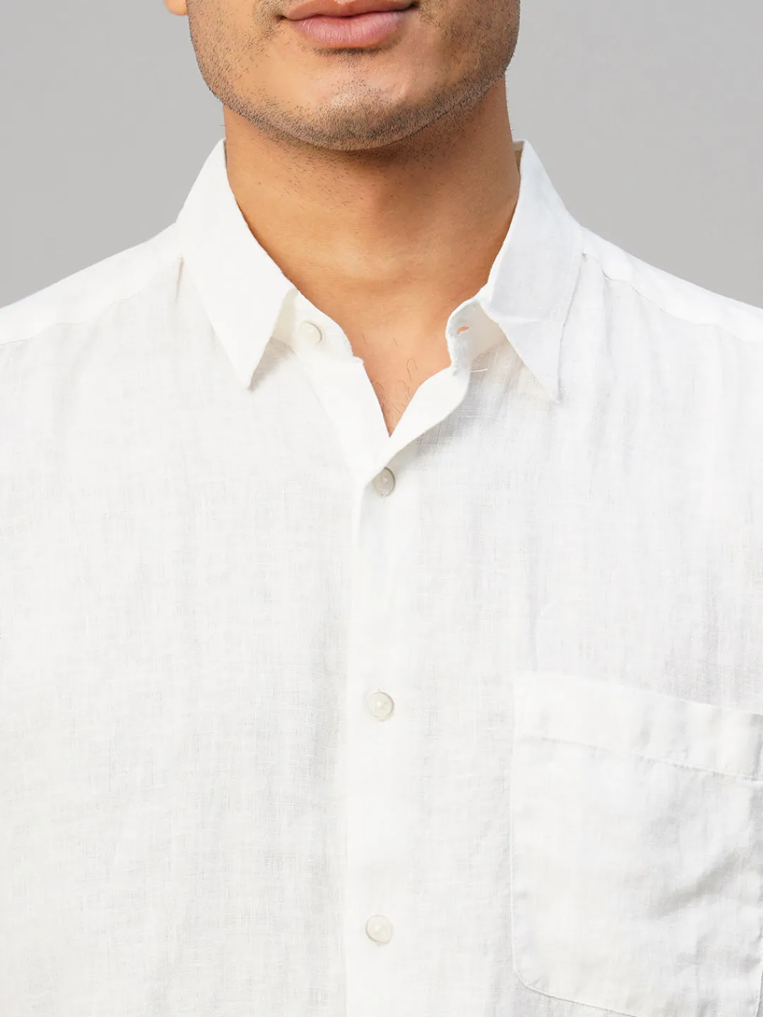 Women Cottonworld White Linen Shirts | Shirts^Men's 100% Linen Regular Fit Shirt