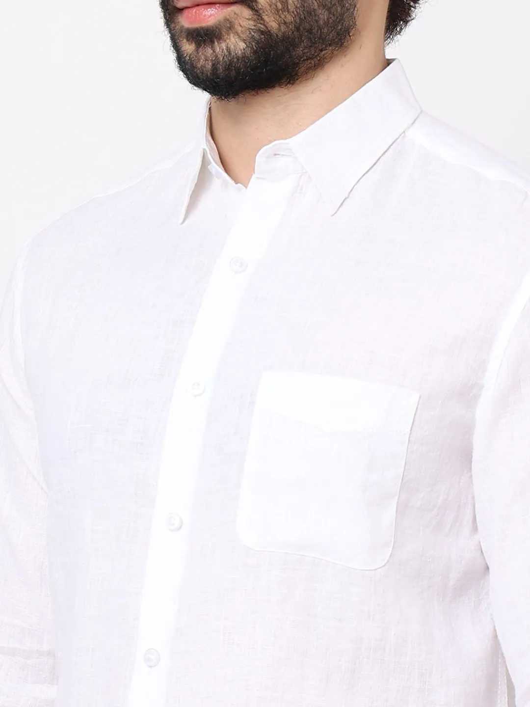 Women Cottonworld White Linen Shirts | 100% Linen Shirts^Men's 100% Linen Regular Fit Shirt