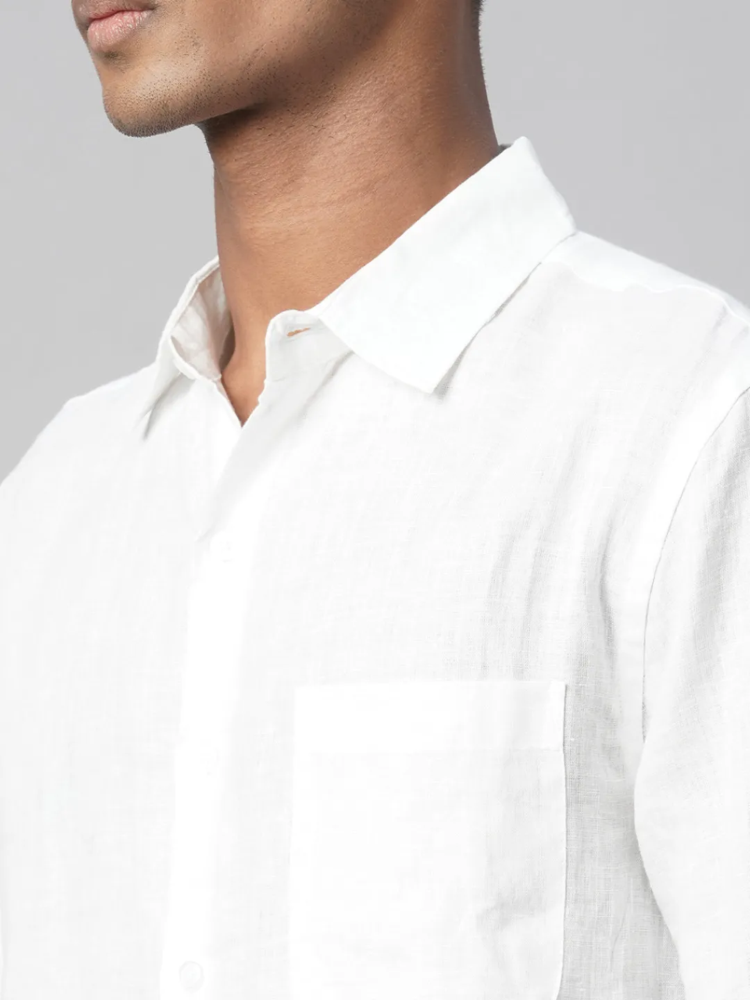 Women Cottonworld White Linen Shirts | 100% Linen Shirts^Men's 100% Linen Regular Fit Shirt