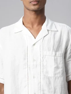 Women Cottonworld White Linen Shirts | 100% Linen Shirts^Men's 100% Linen Regular Fit Shirt