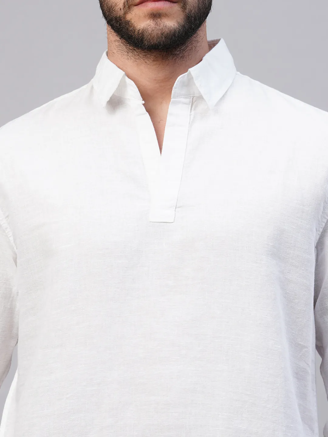 Women Cottonworld 100% Linen Shirts | 100% Linen Shirts^Men's 100% Linen Regular Fit Kurta Shirt
