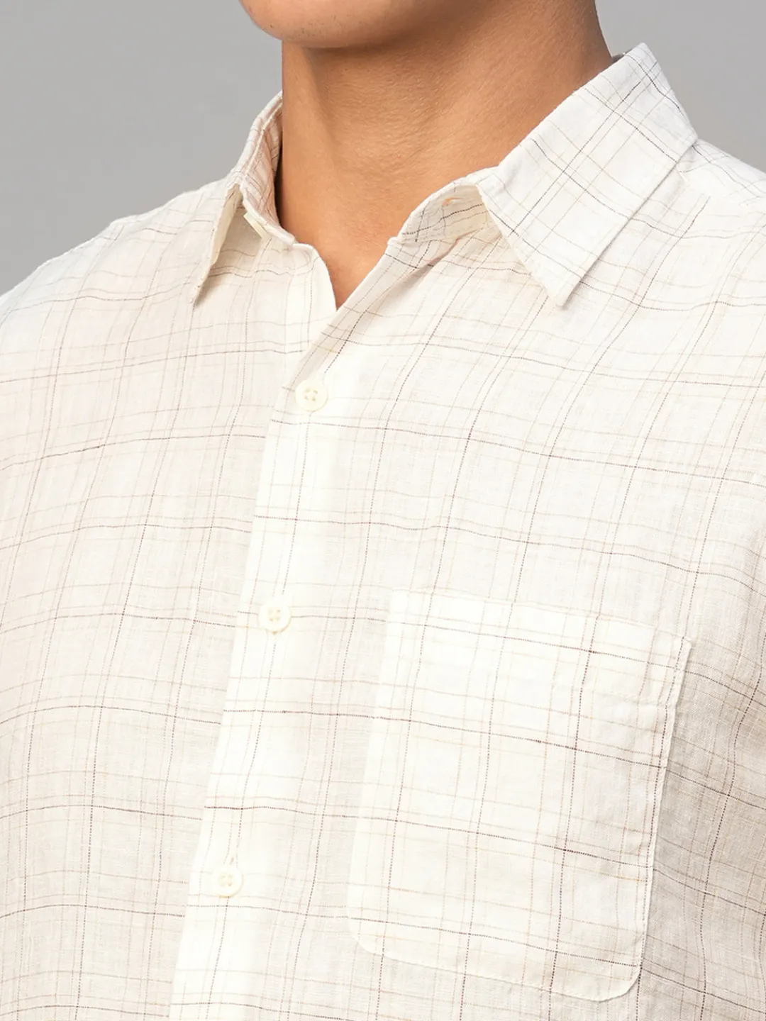 Women Cottonworld 100% Linen Shirts | 100% Linen Shirts^Men's 100% Linen Regular Fit Checked Shirt