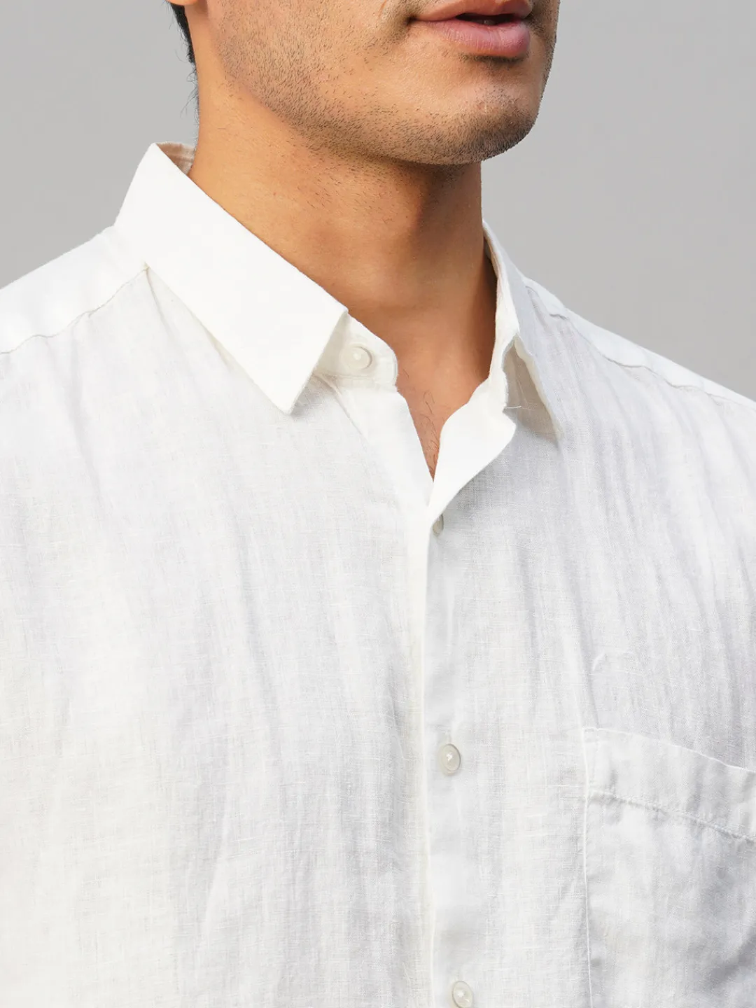 Women Cottonworld White Linen Shirts | Shirts^Men's 100% Linen Regular Fit Shirt