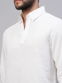 Women Cottonworld 100% Linen Shirts | 100% Linen Shirts^Men's 100% Linen Regular Fit Kurta Shirt