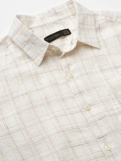 Women Cottonworld 100% Linen Shirts | 100% Linen Shirts^Men's 100% Linen Regular Fit Checked Shirt