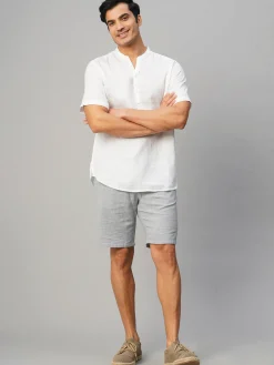 Women Cottonworld 100% Linen Shirts | 100% Linen Shirts^Men's 100% Linen Slim Fit Kurta Shirt