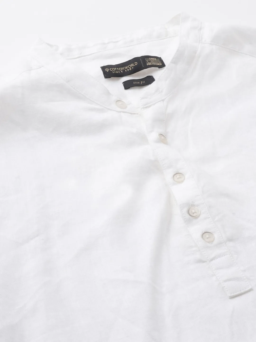Women Cottonworld 100% Linen Shirts | 100% Linen Shirts^Men's 100% Linen Slim Fit Kurta Shirt