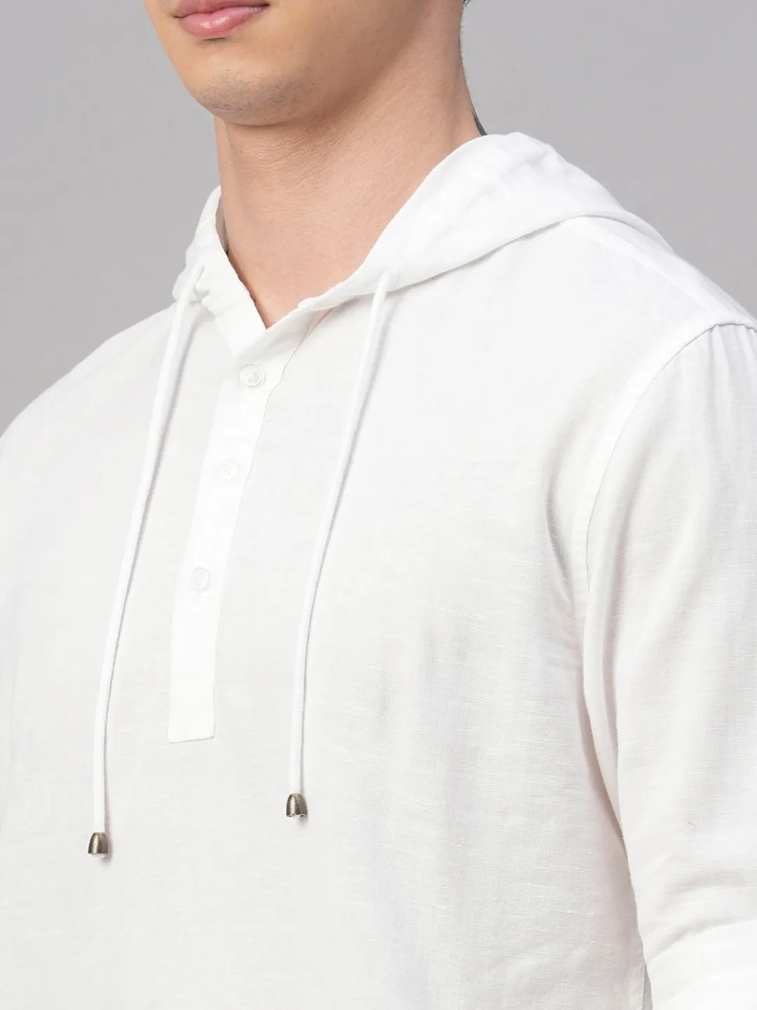 Women Cottonworld Shirts | Shirts^Men's Cotton Linen Regular Fit Hooded Shirt