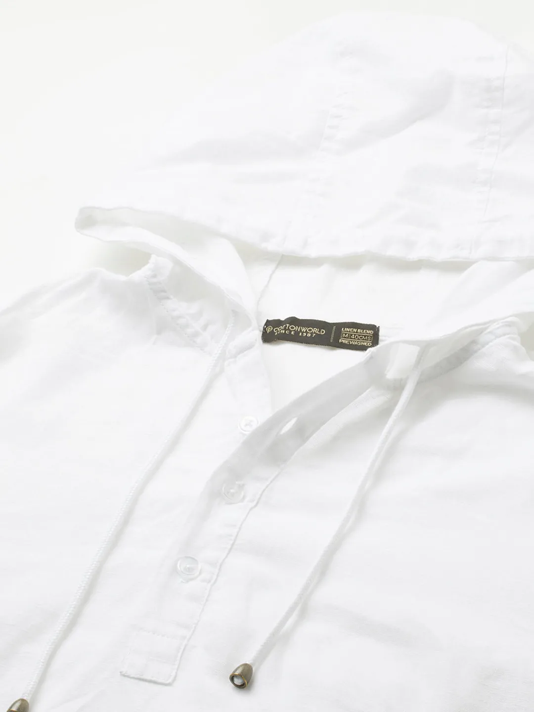 Women Cottonworld Shirts | Shirts^Men's Cotton Linen Regular Fit Hooded Shirt