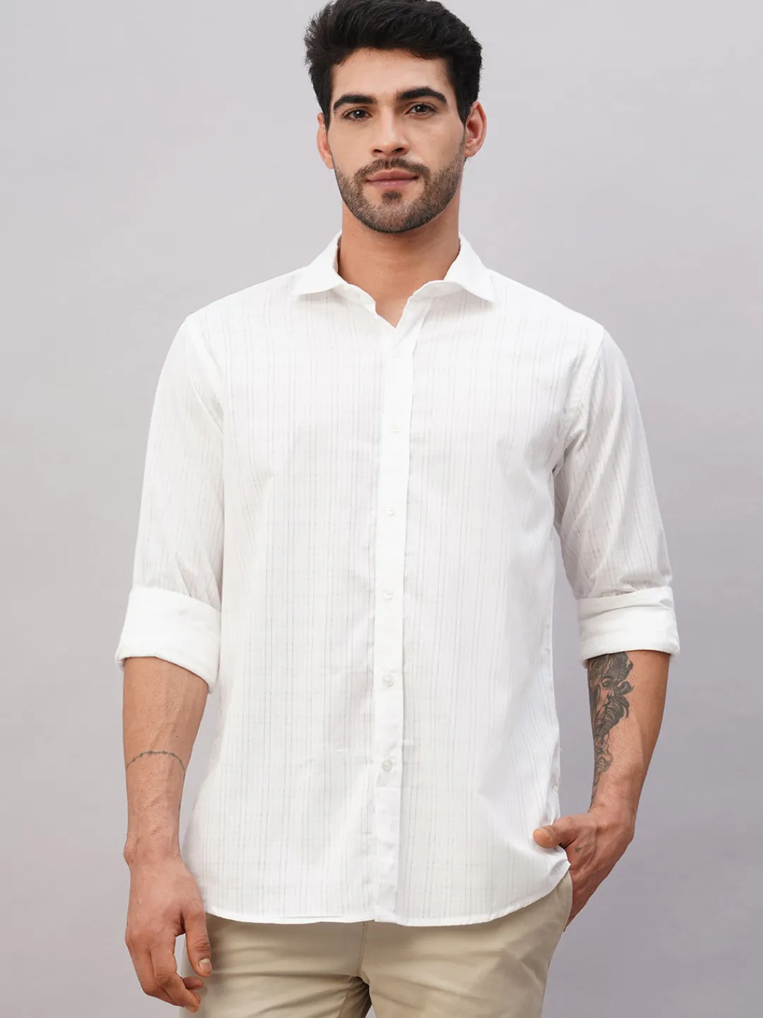 Women Cottonworld Striped | Striped^Men's Cotton Slim Fit Shirt