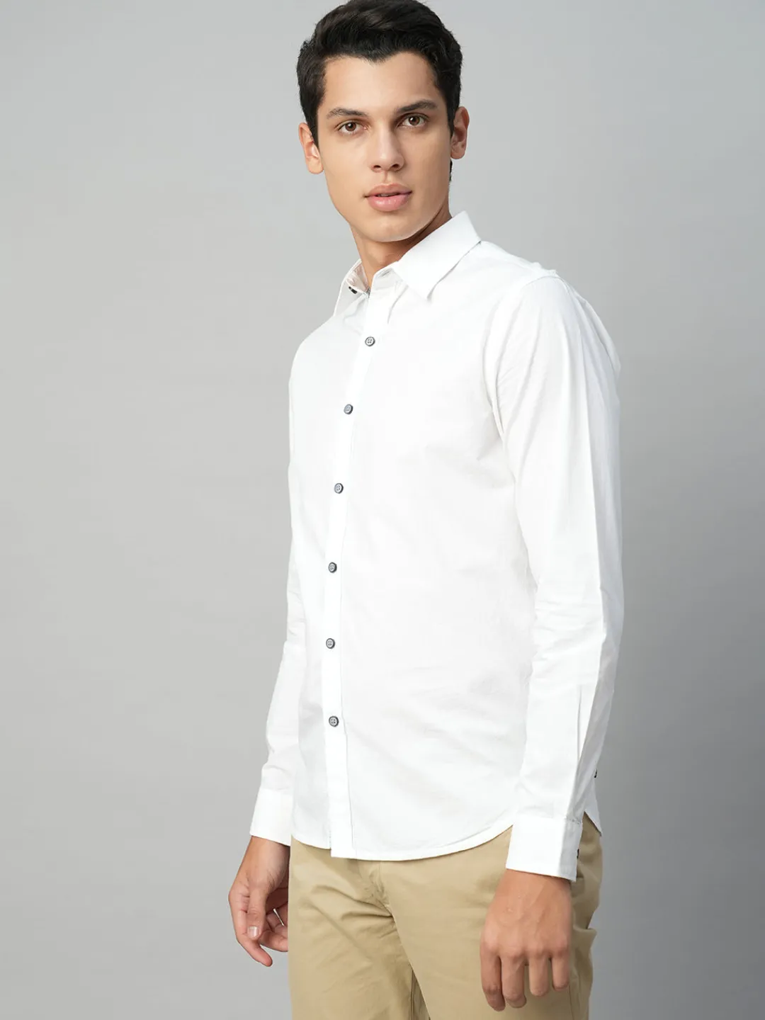 Women Cottonworld Solid | Solid^Men's Cotton Slim Fit Shirt