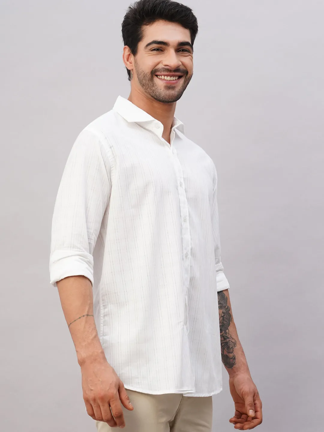 Women Cottonworld Striped | Striped^Men's Cotton Slim Fit Shirt