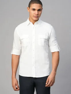 Women Cottonworld Shirts | Shirts^Men's Linen Cotton Regular Fit Shirt