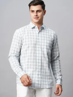 Women Cottonworld Shirts | Shirts^Men's Linen Cotton Regular Fit Checked Shirt