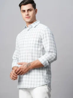 Women Cottonworld Shirts | Shirts^Men's Linen Cotton Regular Fit Checked Shirt