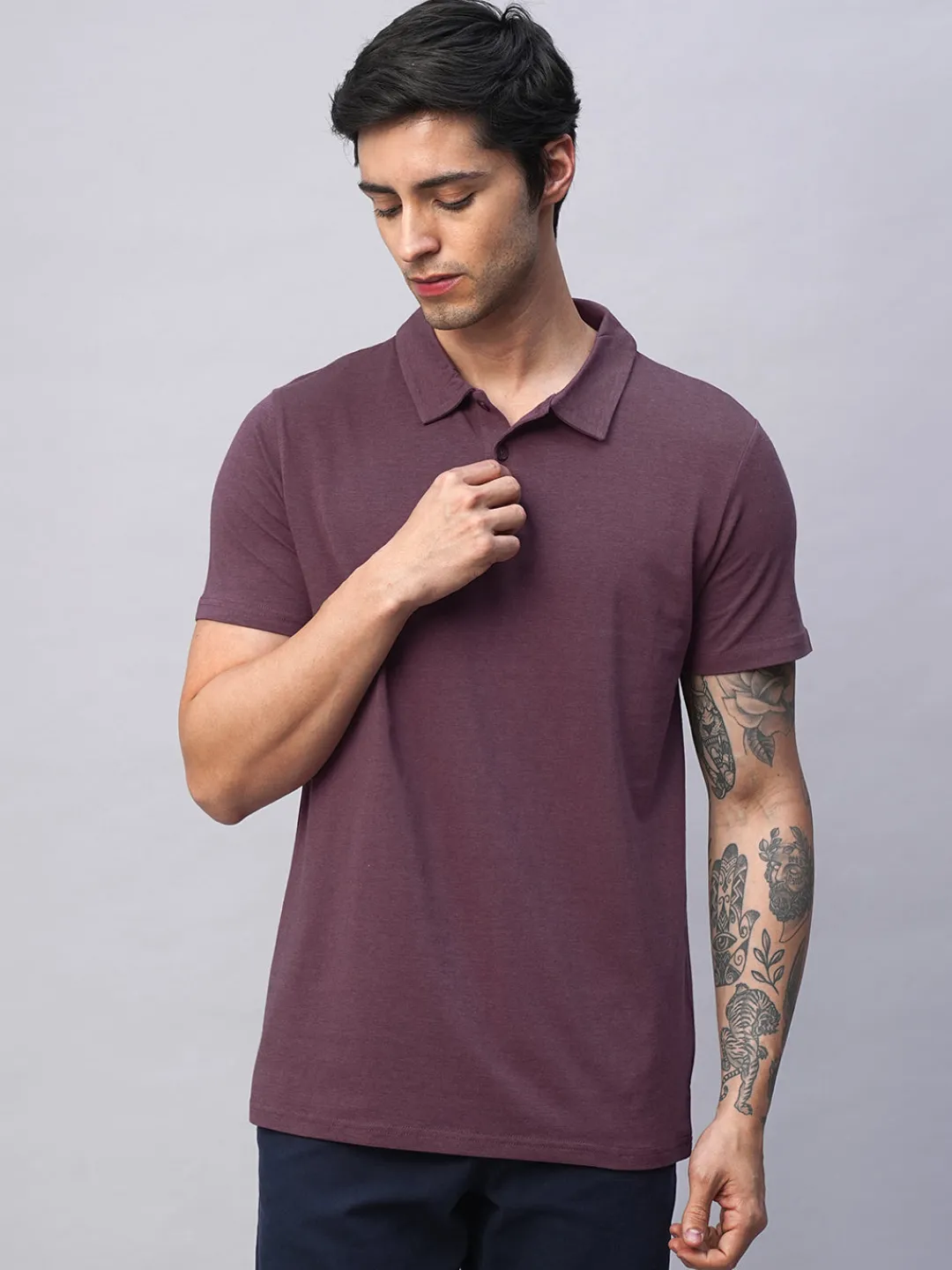 Cottonworld Men | Regular Fit^Men's Cotton Bamboo Elastane Regular Fit Tshirt